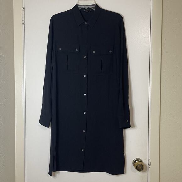 James Perse Dresses & Skirts - NWOT James Perse Black long sleeve button front utility shirt dress size large 3